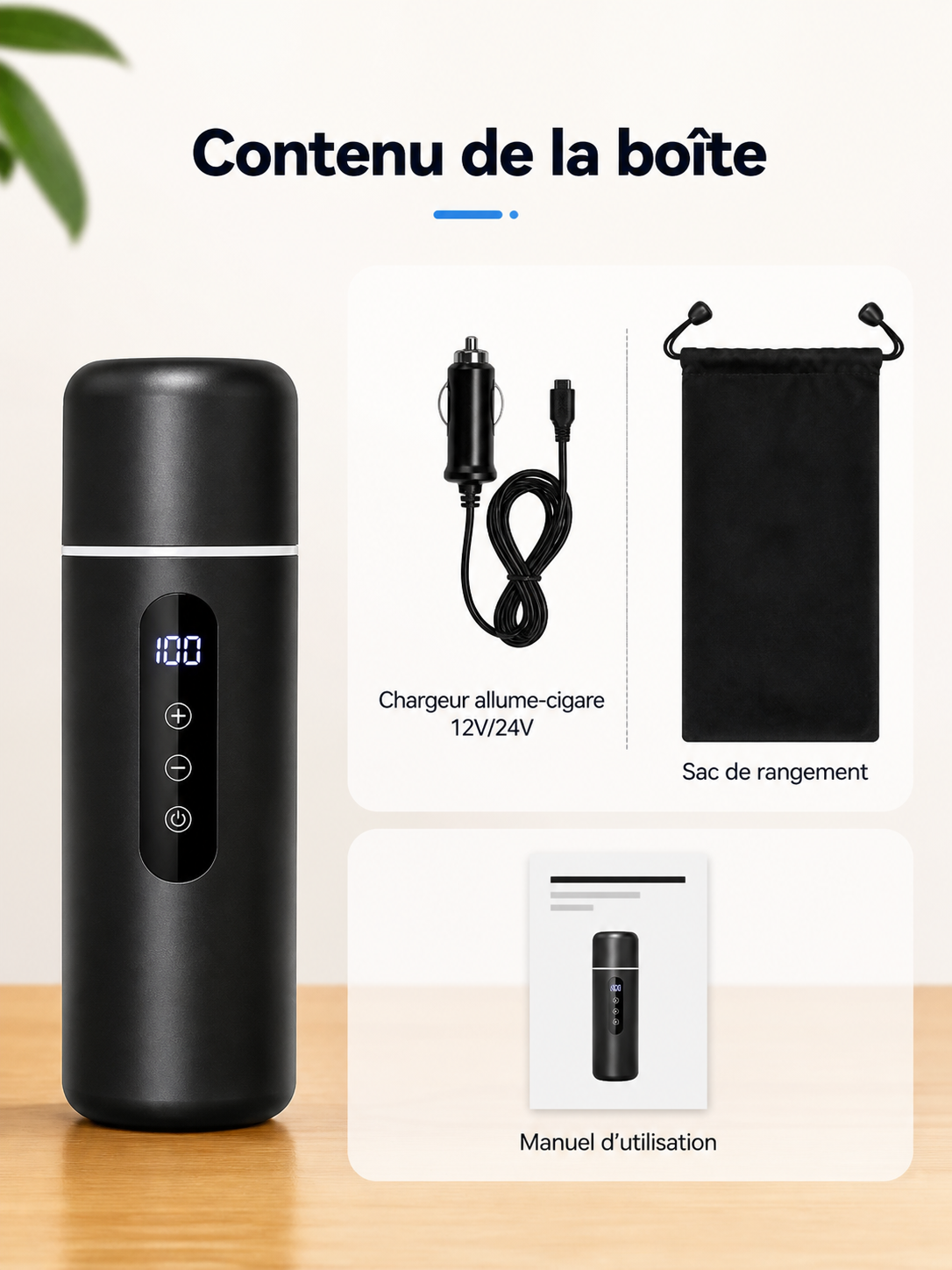 Chauffe-Eau Portable 12V/24V – Idéal Voiture, Camion & Voyage