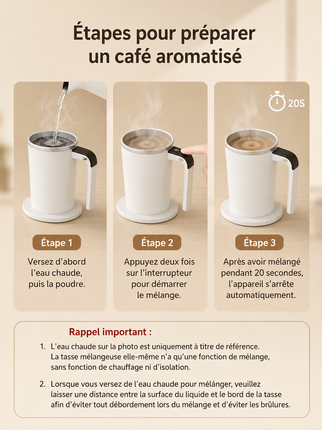 	Contenu de la boîte – mug auto-mélangeur intelligent 380ml