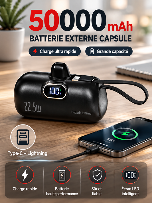 	Batterie externe ultra-compacte Techlynx – vue de face