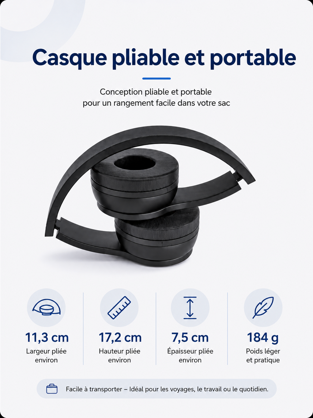 	Écouteurs Bluetooth 5.0 – compatibles iOS et Android