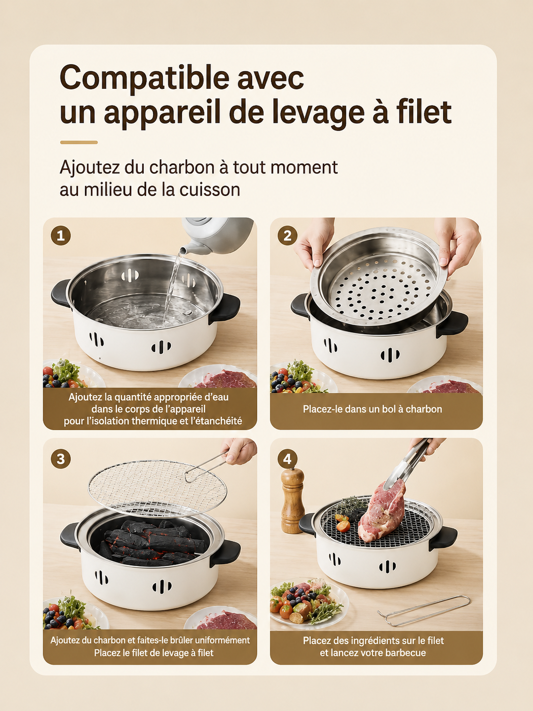 	Barbecue portable en cours d’utilisation en extérieur