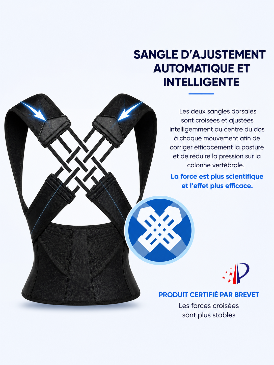 Correcteur de posture Techlynx – coloris noir et rose