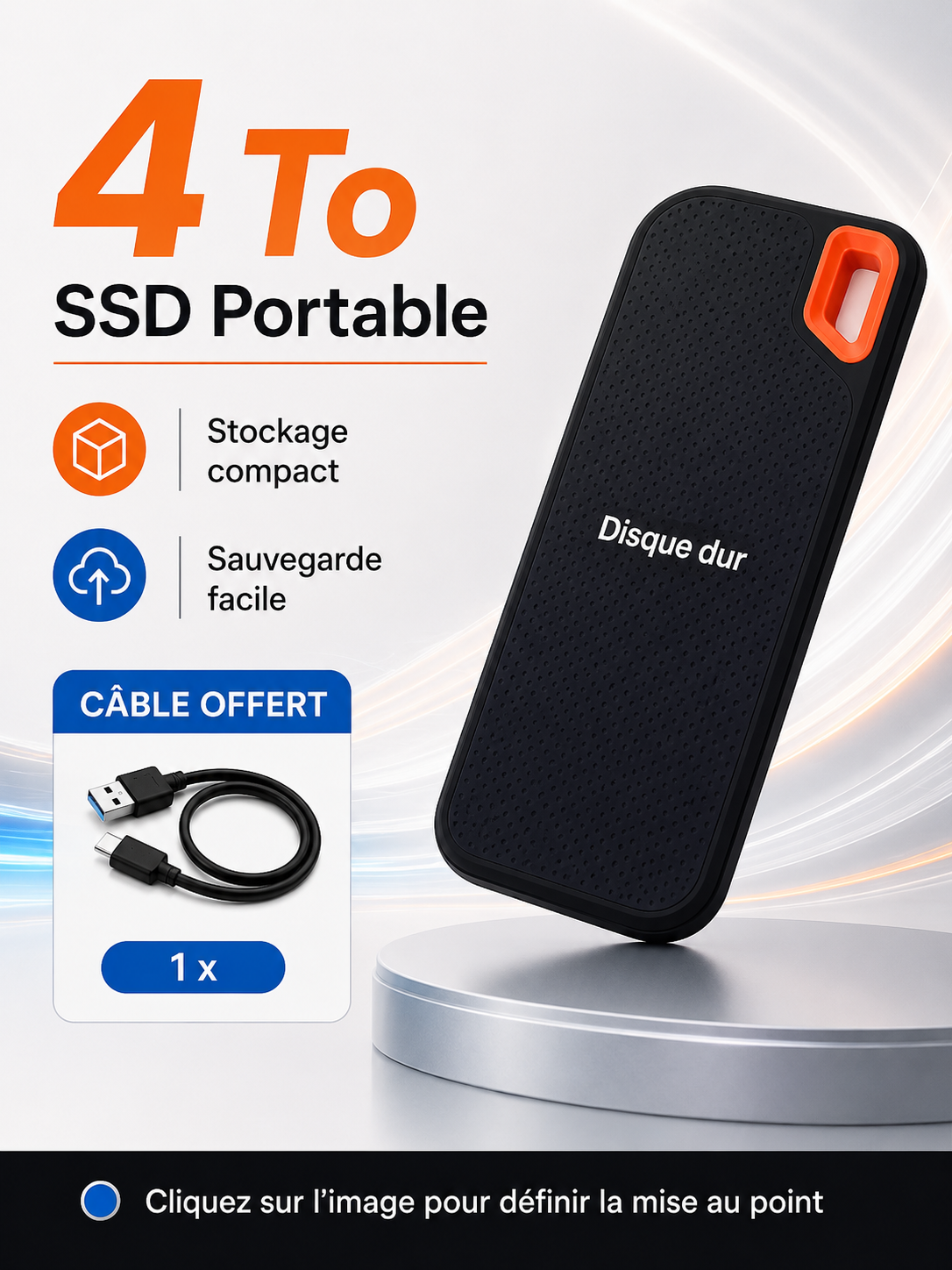 Disque Dur Externe Portable SSD USB-C – Stockage Rapide pour PC, Mac, Laptop et Smartphone
