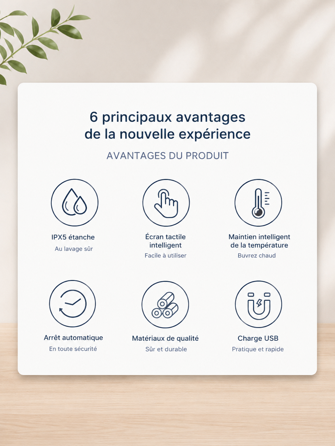 Mug Auto-Mélangeur Intelligent 380ml — Affichage Température & Charge USB-C