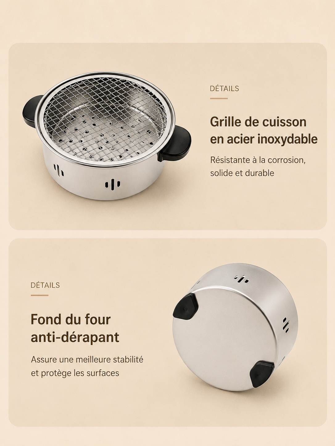 Barbecue Portable au Charbon 28cm – Grill Tabletop Compact pour Jardin & Camping
