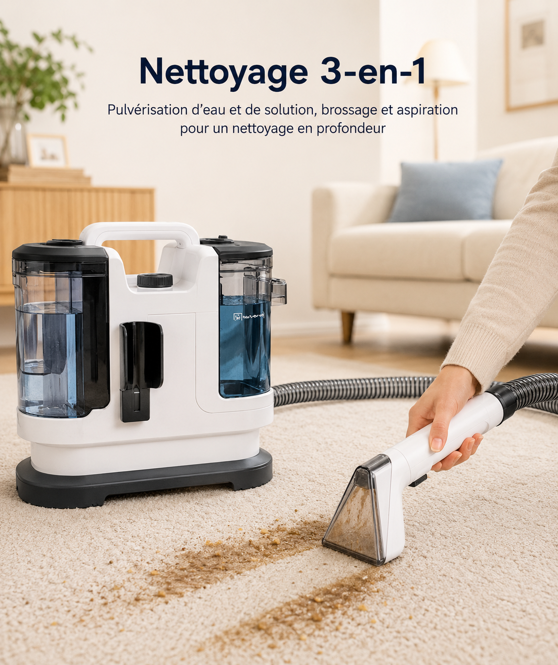 Détail du double réservoir 1.75L du nettoyeur V6